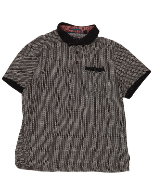 Ted Baker Polo Homme Taille 5 XL Noir Géométrique Coton