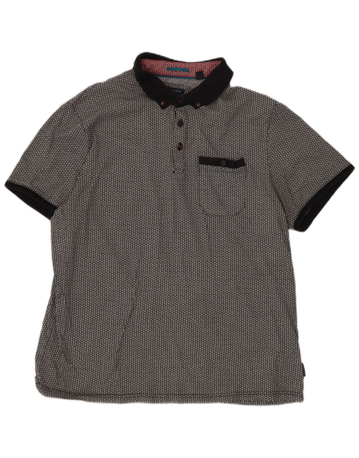 Ted Baker Polo Homme Taille 5 XL Noir Géométrique Coton