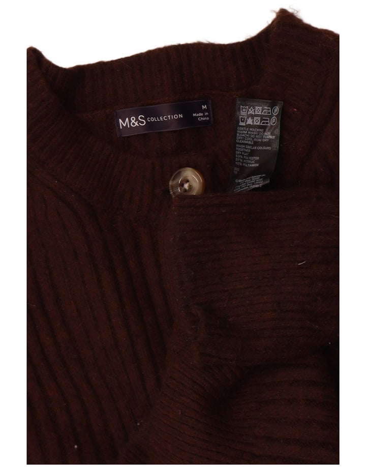 Marks & Spencer Pull Cardigan Femme UK 14 Marron Moyen Polyester