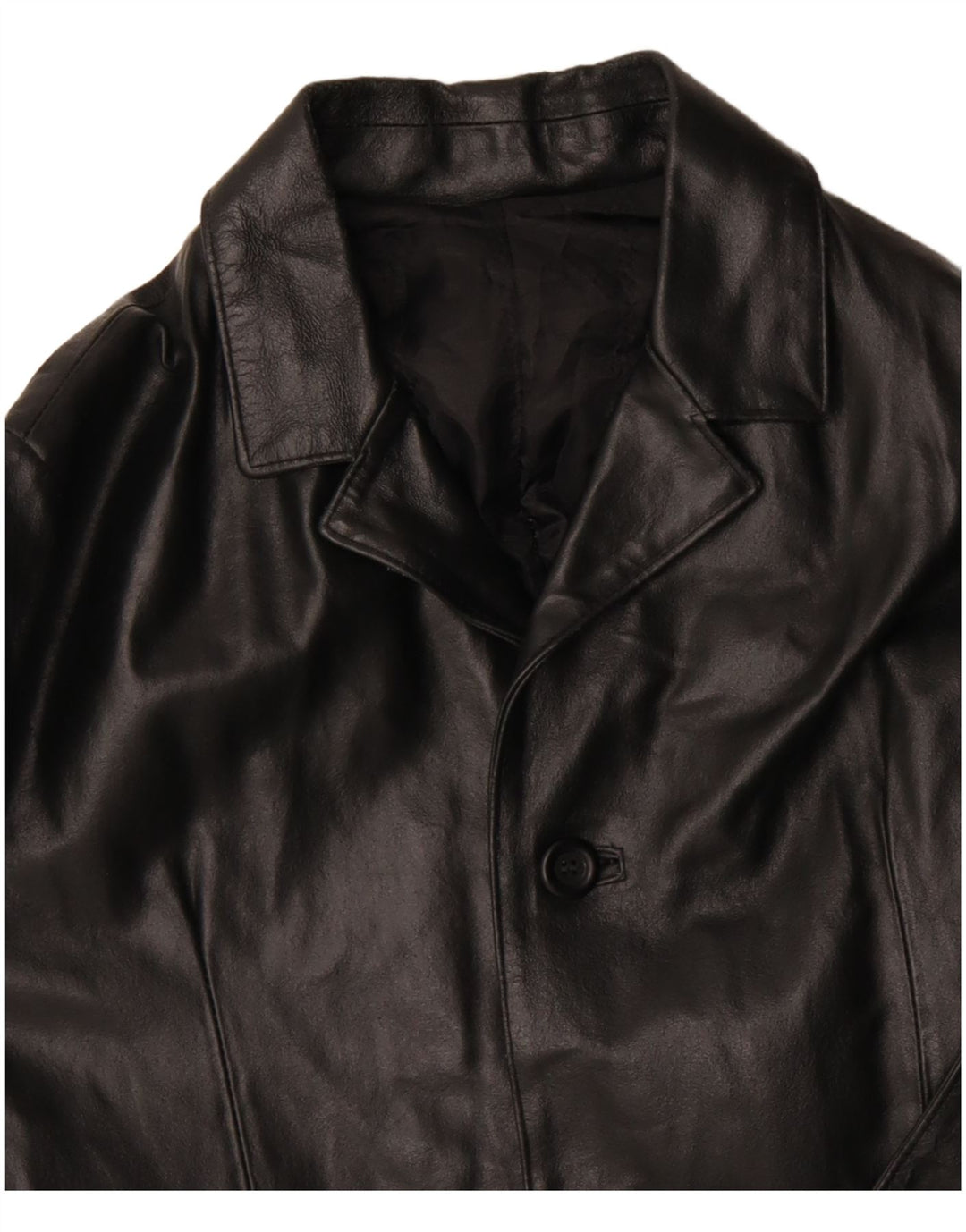 VINTAGE Manteau en cuir homme UK 36 Petit cuir noir