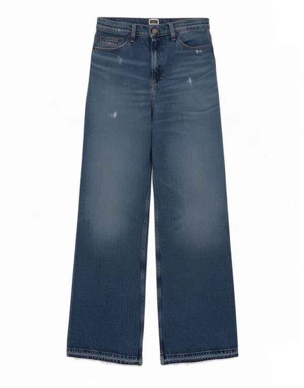 Tommy Hilfiger Femme Claire Jean Taille Haute Jambe Large W28 L32 Bleu Coton