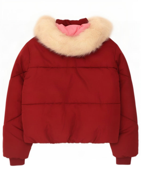 Topshop Veste matelassée surdimensionnée à capuche pour femme UK 6 XS Rouge Polyester