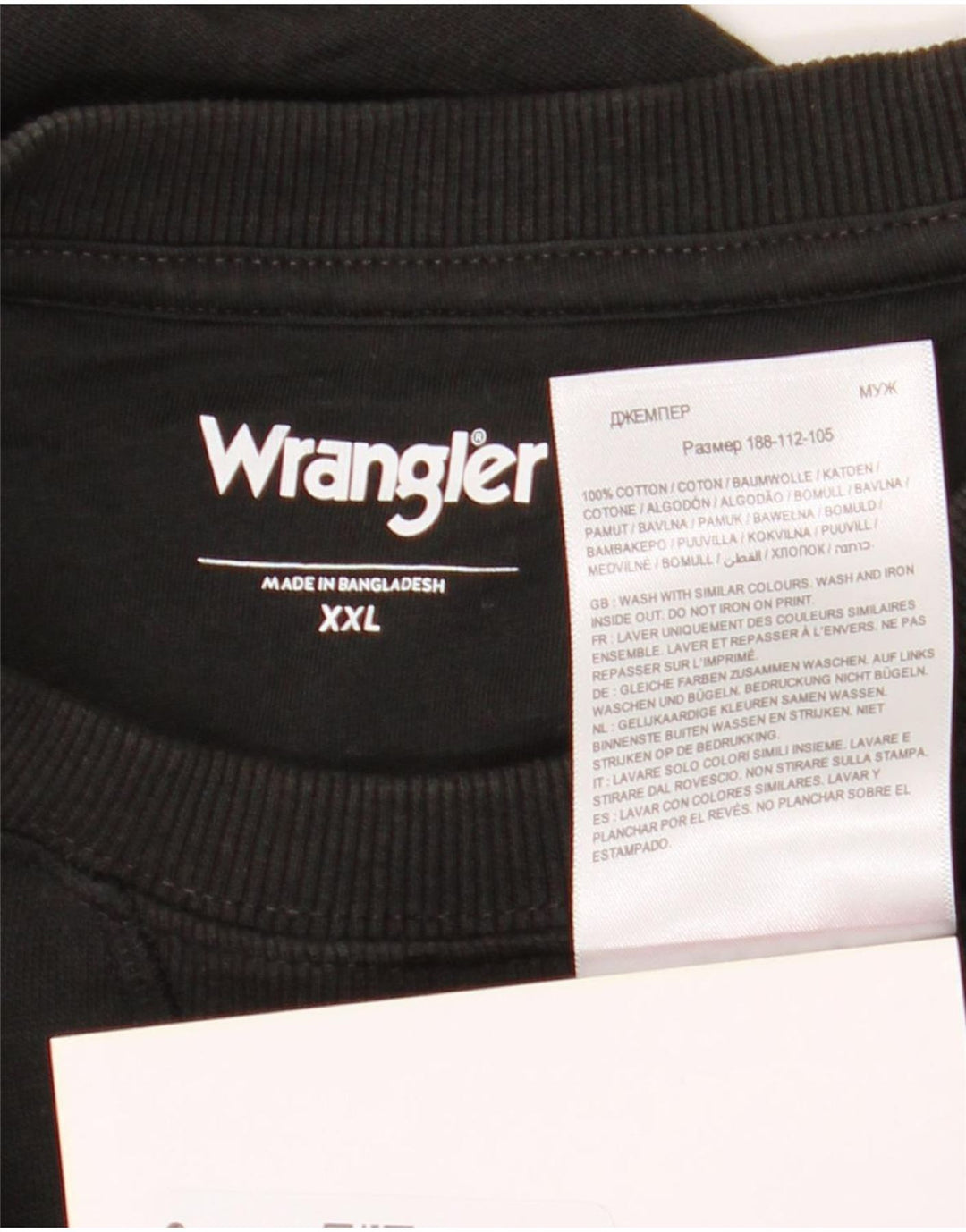 Wrangler Sweat-shirt pour homme en coton noir 2XL