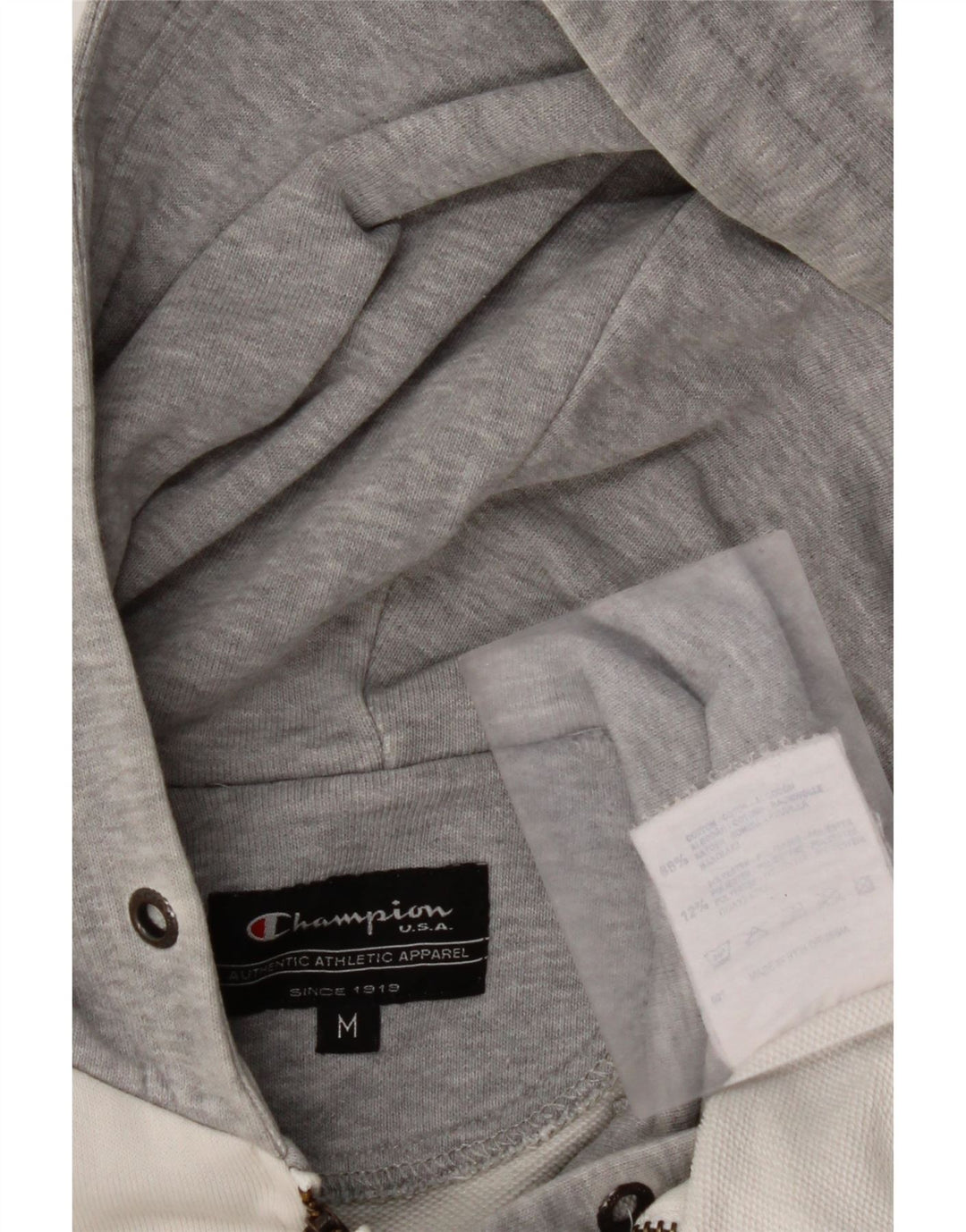 CHAMPION Pull à capuche zippé pour femme UK 14 Coton color block blanc moyen