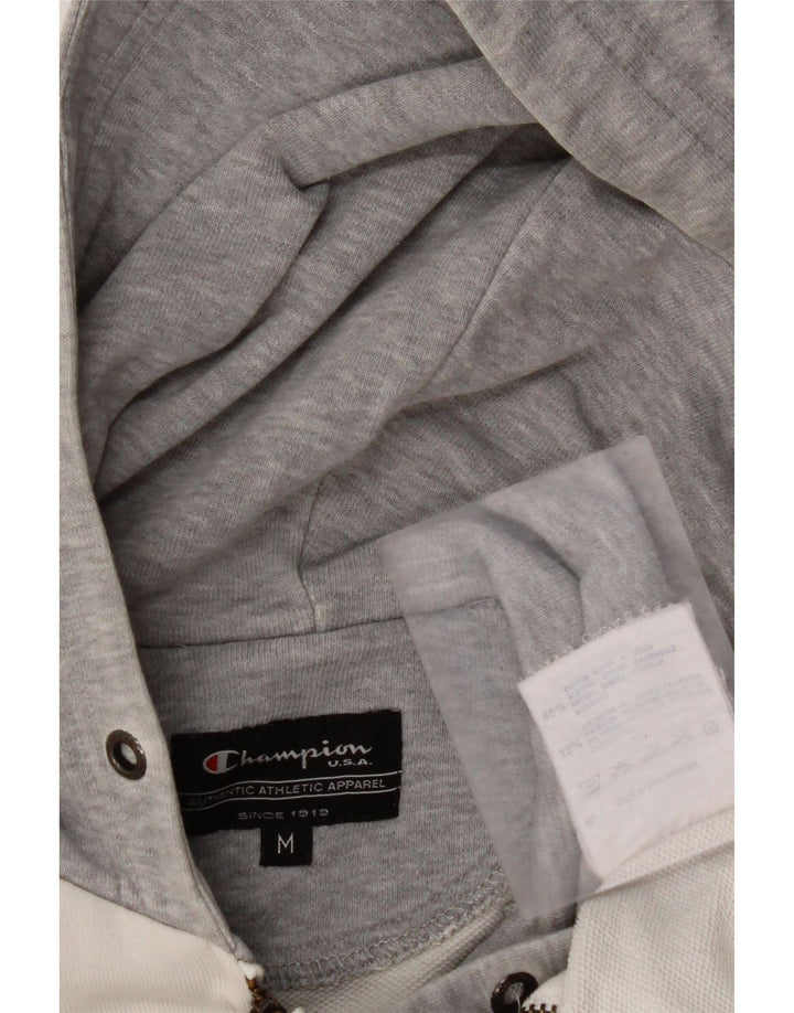 CHAMPION Pull à capuche zippé pour femme UK 14 Coton color block blanc moyen