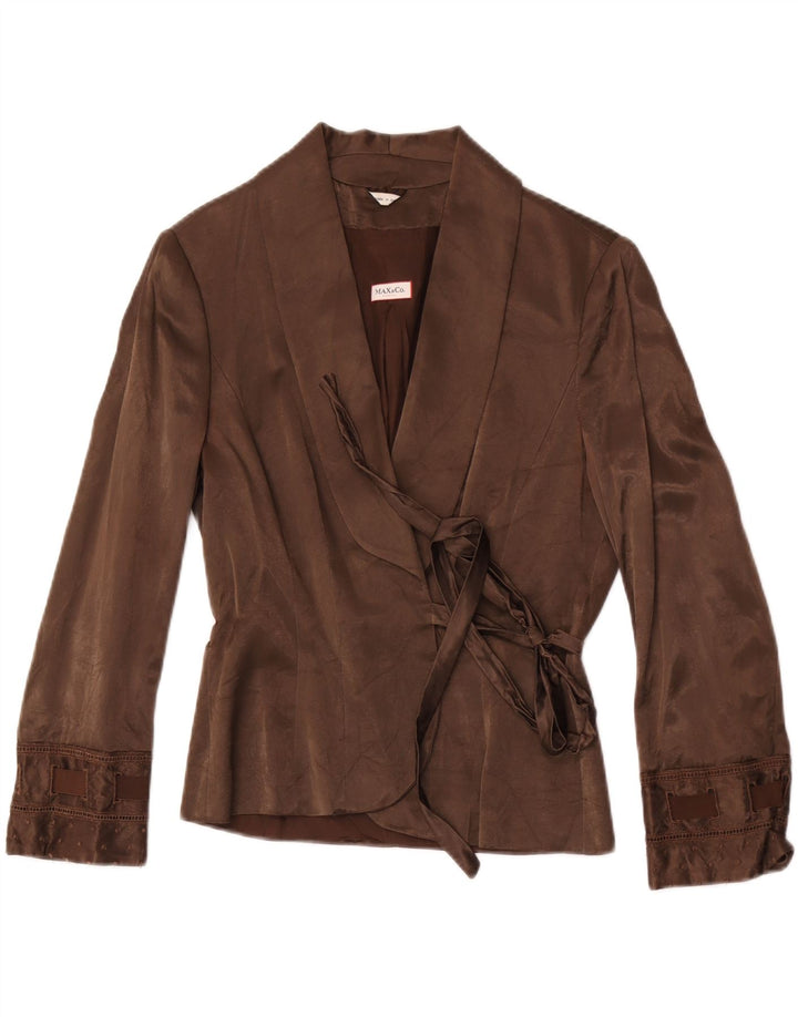 Max & Co. Veste blazer portefeuille pour femme UK 14 Large Marron Coton
