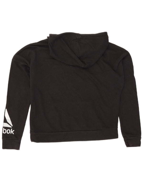 Reebok Pull à capuche surdimensionné graphique pour femme UK 12/14 Noir moyen Coton