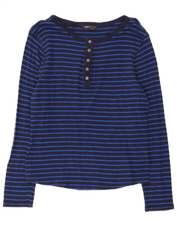 Marks & Spencer Haut à manches longues pour femme UK 44 Bleu marine moyen rayé