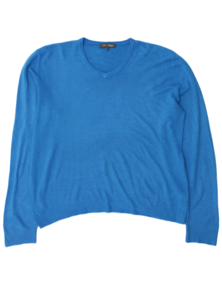 Marks & Spencer Pull Col V Homme XL Bleu Acrylique