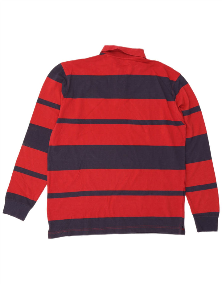 ASICS Polo à manches longues pour hommes en coton rayé rouge grand