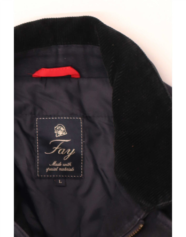 Fay Veste coupe-vent à 3 boutons pour homme UK 40 Large Bleu marine Coton