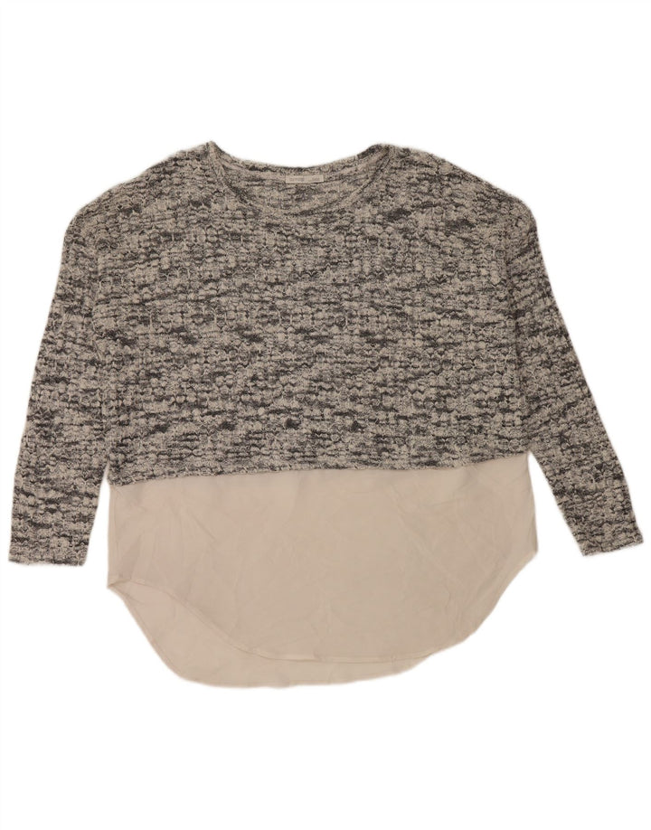 Zara Pull surdimensionné à col bateau pour femme UK 14 Gris moyen