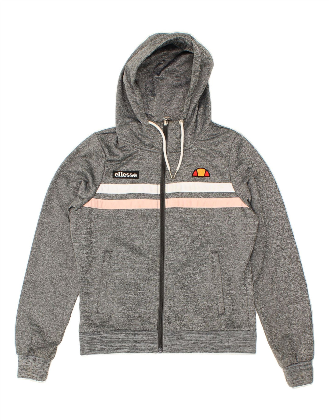 ELLESSE Womens Zip Hoodie Sweater UK 8 Small Grey Flecked Polyester Vintage Ellesse and Second-Hand Ellesse from Messina Hembry 