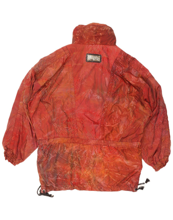 vintage Femmes Motif Abstrait Loose Fit Anorak Veste UK 44 2XL Rouge