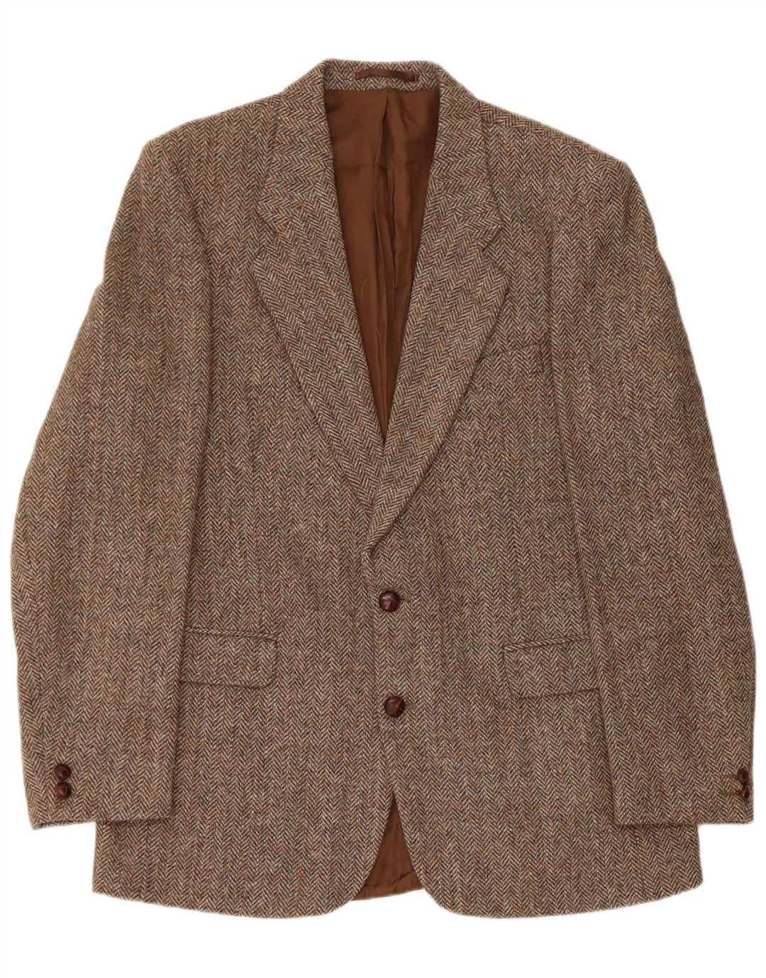 Harris Tweed Veste blazer à 2 boutons pour homme UK 42 XL en laine à chevrons marron
