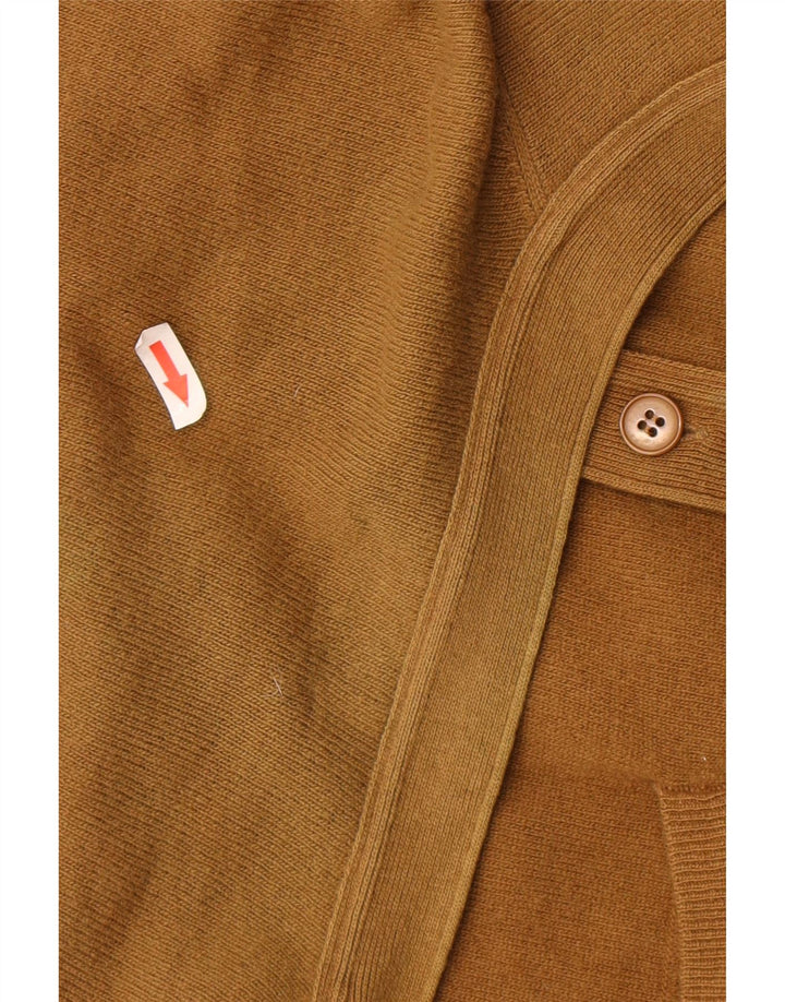 BENETTON Pull Cardigan Homme IT 48 Marron Moyen Laine d'Agneau