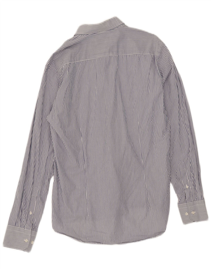 Dack's Chemise cintrée pour homme en coton à fines rayures bleues