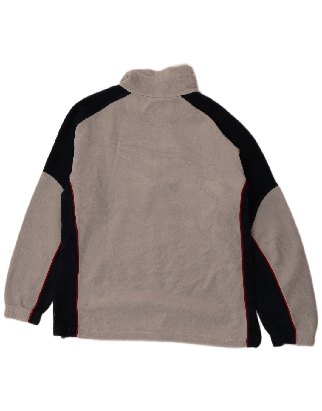 vintage Mens Zip Neck Fleece Jumper XL Gris Colorblock Polyester