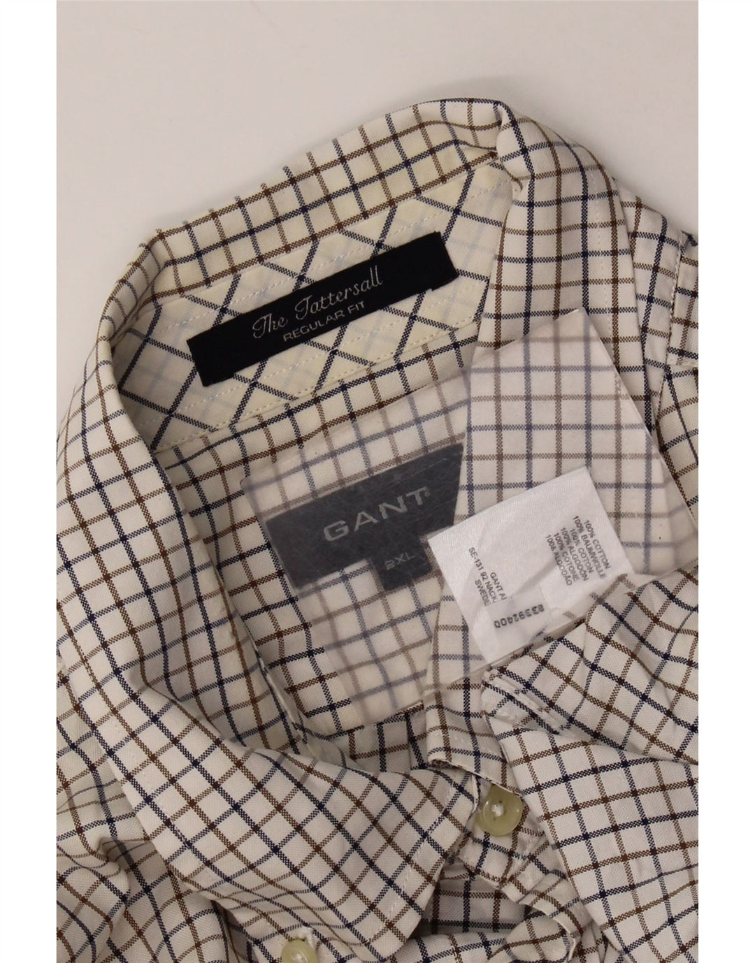 Gant Chemise Regular Fit Homme 2XL Coton à Carreaux Blanc