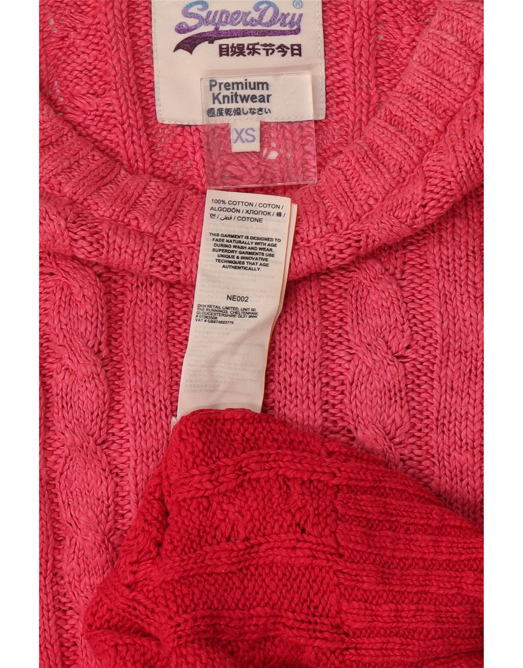 Superdry Pull ras du cou pour femme UK 6 XS en coton color block rose