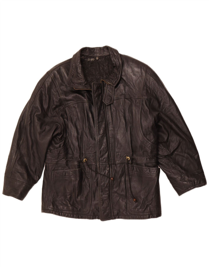 VINTAGE Veste en cuir homme IT 50 Grand cuir noir