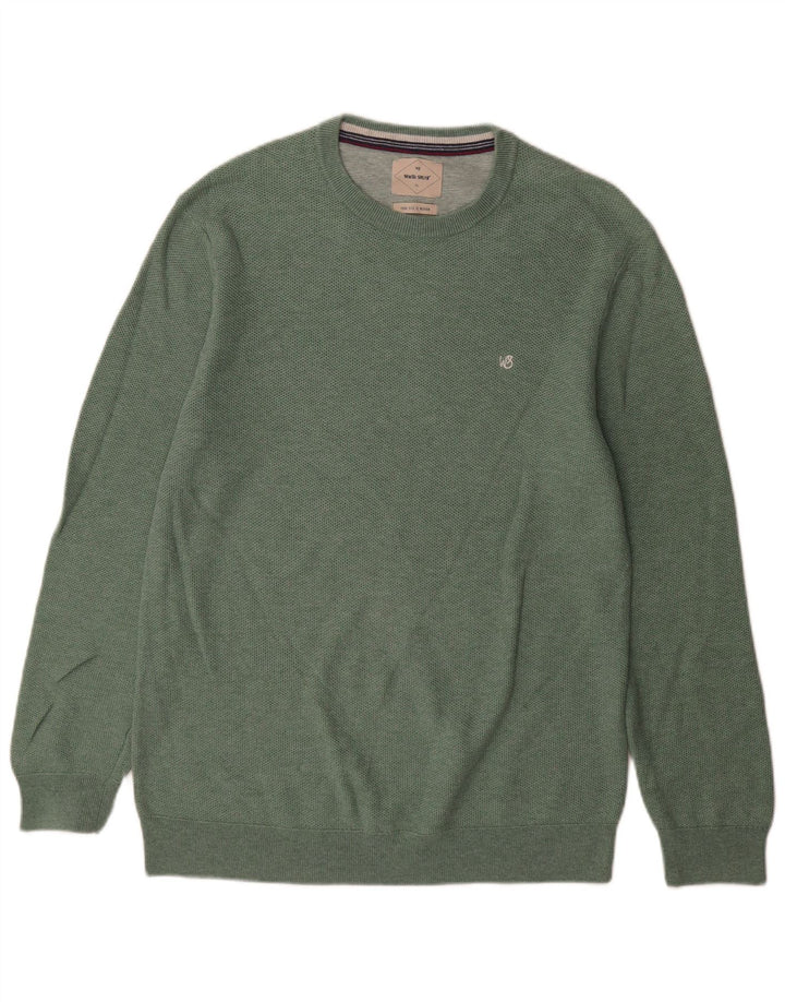 White Stuff Pull Col Ras du Cou Homme Vert Moyen Coton