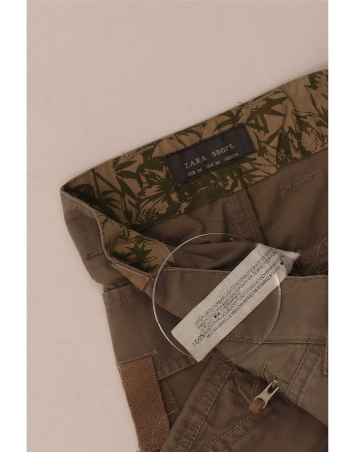 Zara Short Cargo Homme EU 38 Petit W30 Coton Kaki