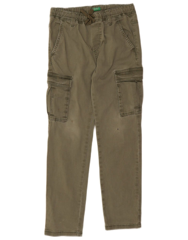 Benetton Pantalon Cargo Slim Garçon 8-9 Ans Large W24 L23 Kaki Coton