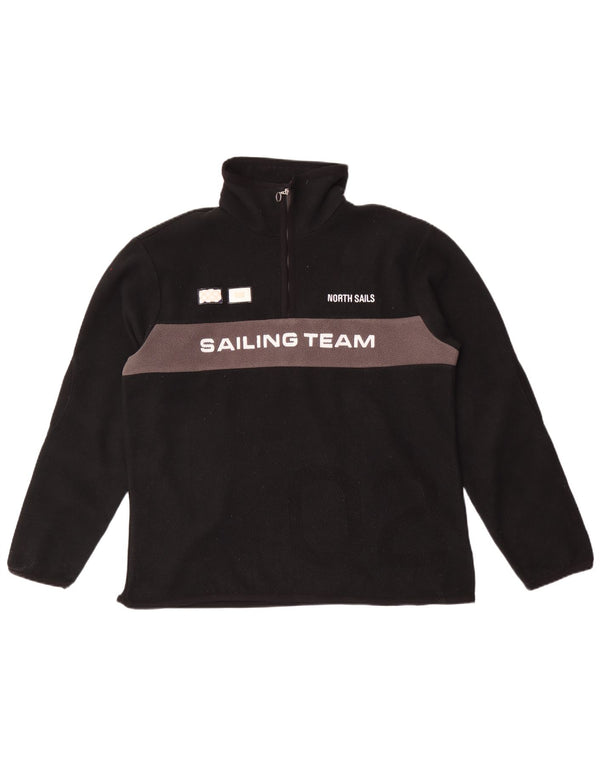 North Sails Pull polaire graphique à col zippé pour homme Large Noir Colorblock