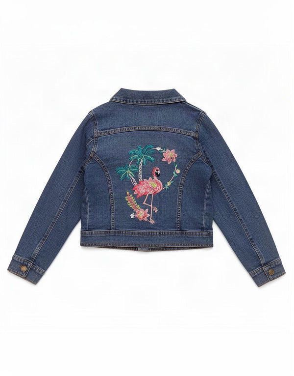 Monsoon Veste en jean fille 7-8 ans Bleu à fleurs en coton