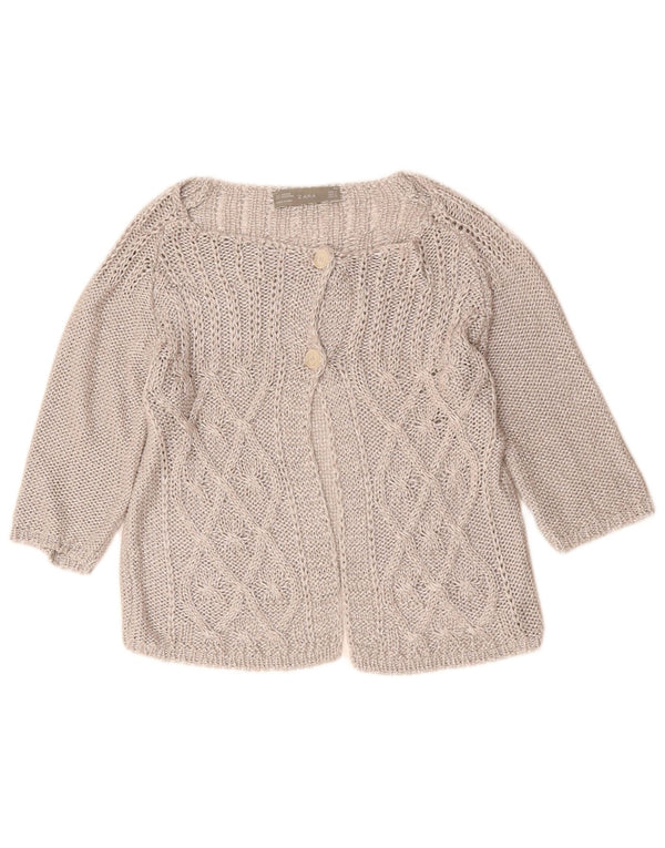 ZARA Femme Cardigan à manches 3/4 Pull UK 12 Gris moyen