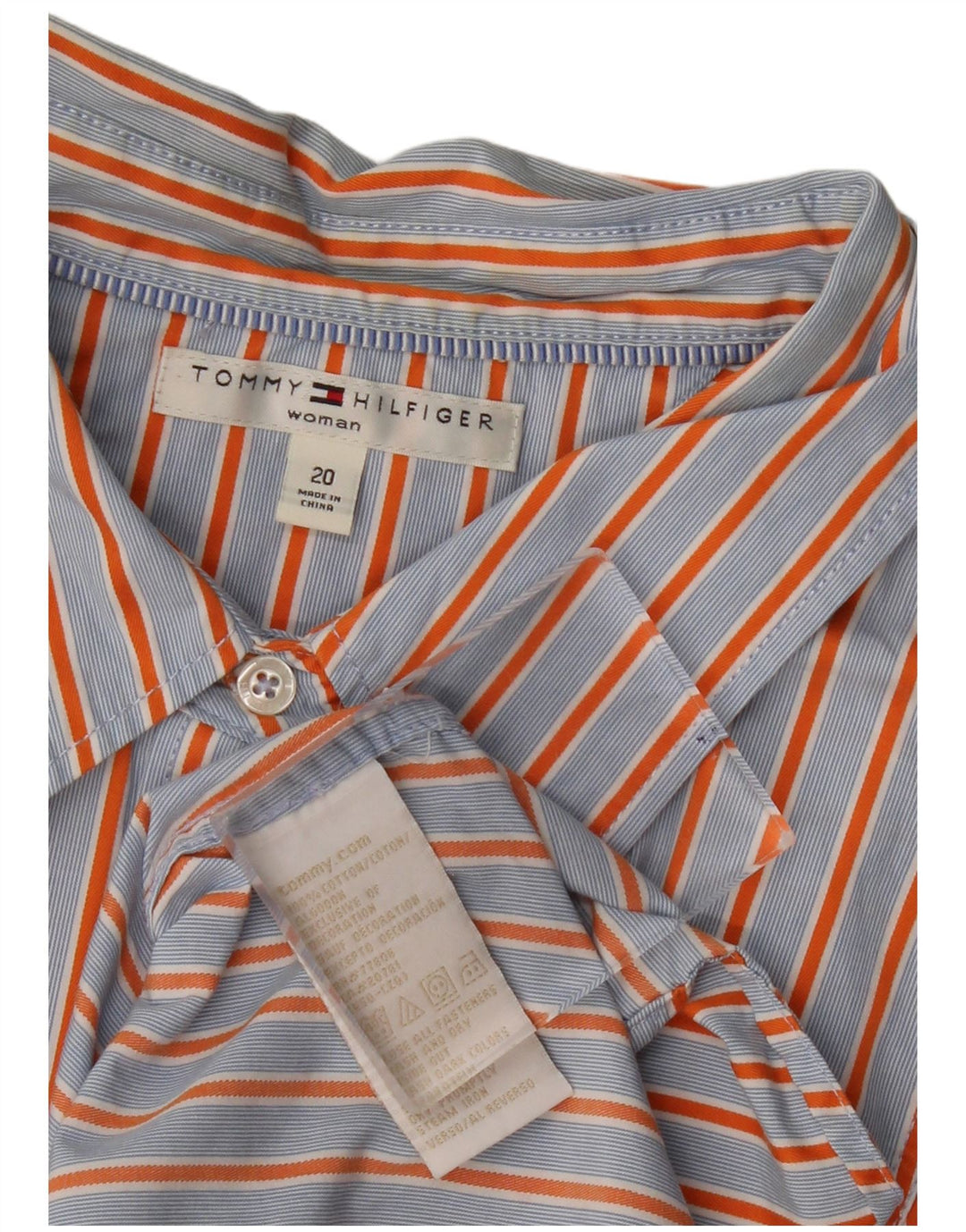 TOMMY HILFIGER Chemise Femme US 20 3XL Bleu Rayé Coton