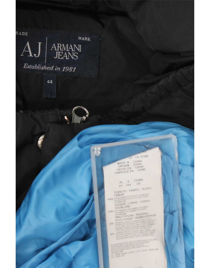 Armani Veste matelassée à capuche pour femme EU 44 XL Bleu marine Polyester