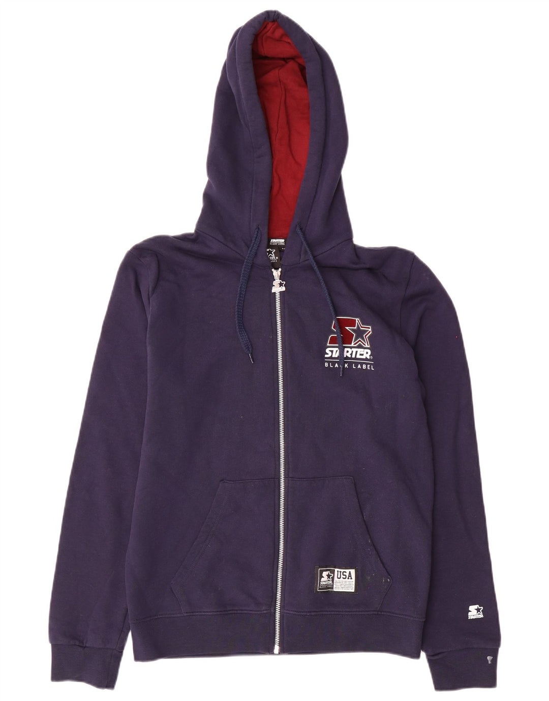 Starter Pull à capuche zippé pour homme en coton bleu marine moyen