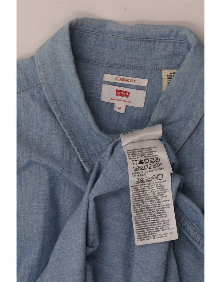 Levi's Chemise Coupe Classique Femme UK 14 Bleu Moyen Coton