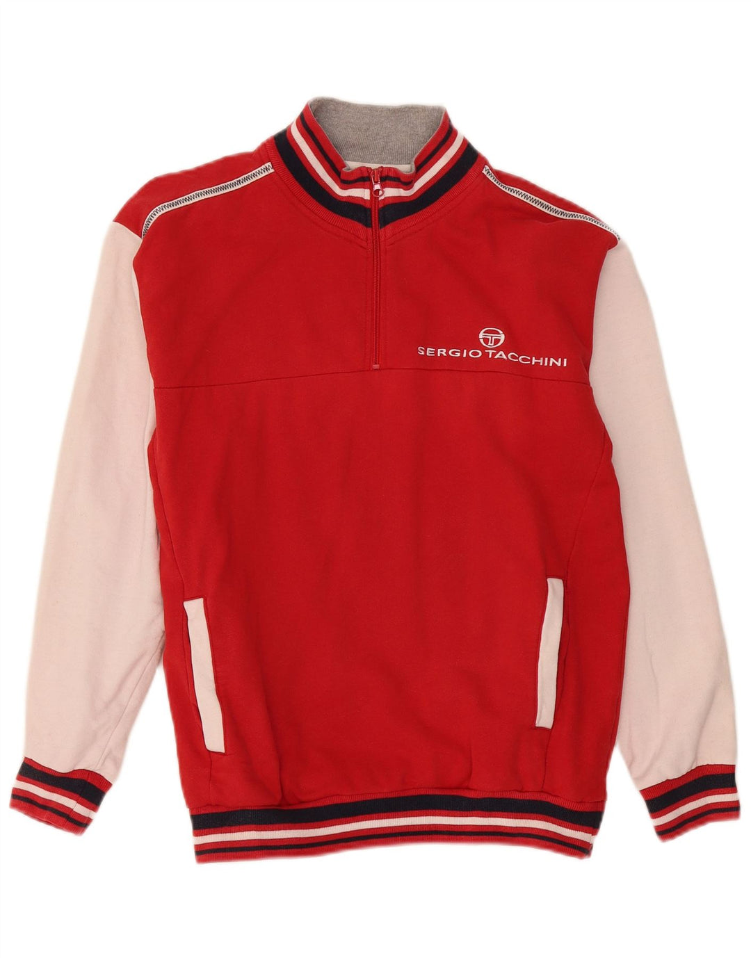 Sergio Tacchini Sweat-shirt graphique pour hommes, grand color block rouge