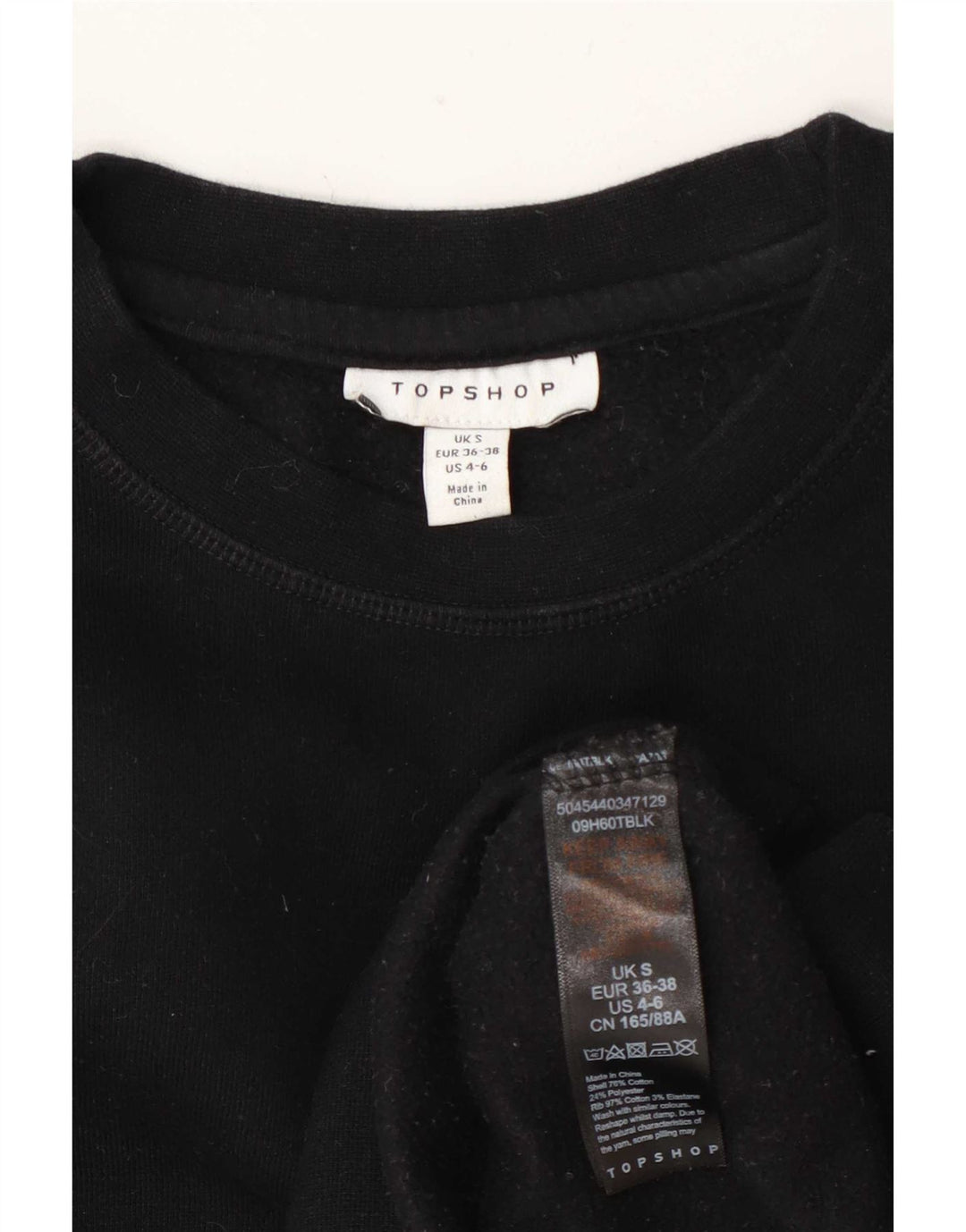 Topshop Sweat-shirt surdimensionné pour femme UK 10 Petit coton noir
