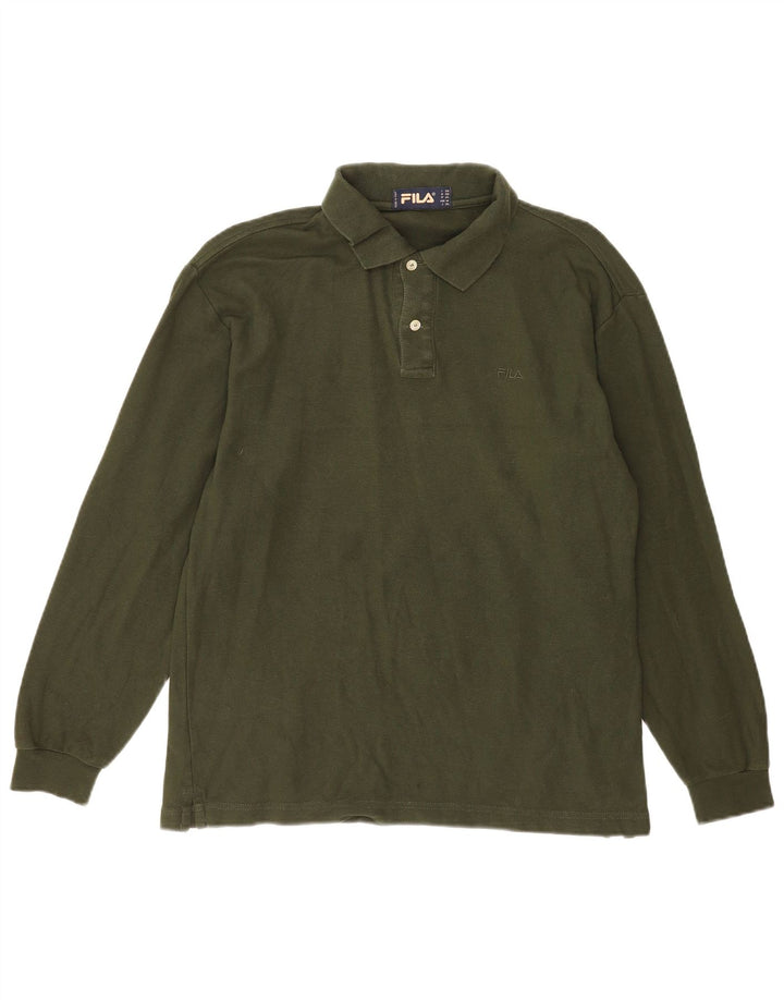 Fila Polo à manches longues homme IT 50 coton vert moyen