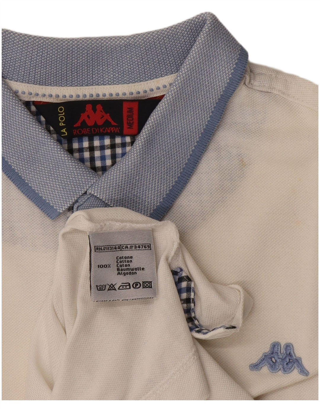 Kappa Polo Homme Blanc Moyen Coton Colorblock
