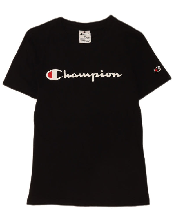 Champion T-shirt graphique pour femme UK 6 XS Noir Coton