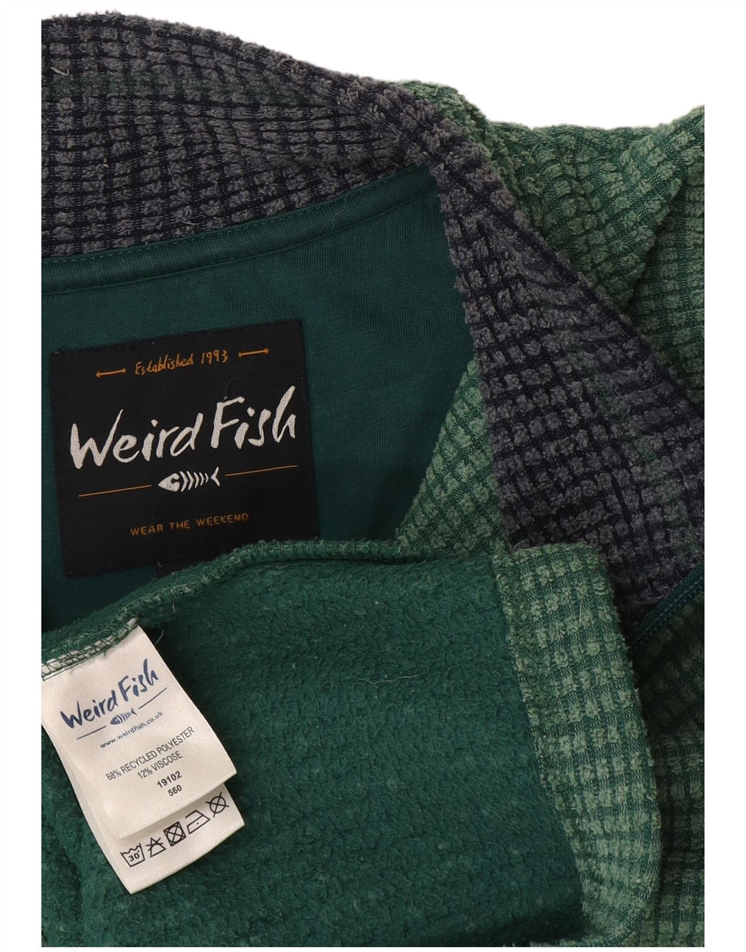 Weird Fish Pull polaire à col zippé pour homme XL Vert Polyester