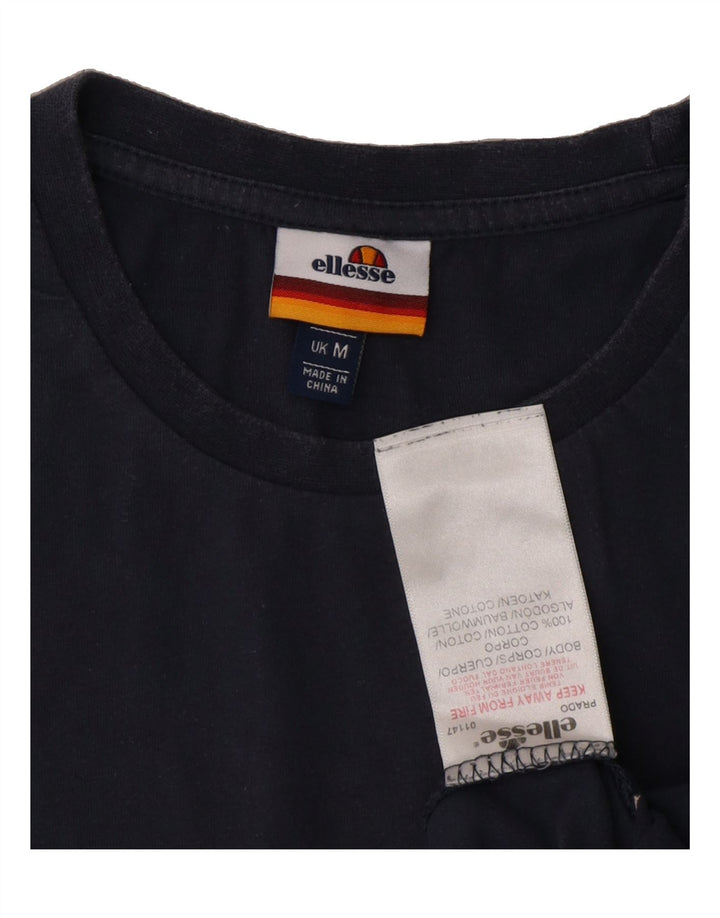 ELLESSE Mens Graphic T-Shirt Top Medium Navy Blue Cotton Vintage Ellesse and Second-Hand Ellesse from Messina Hembry 