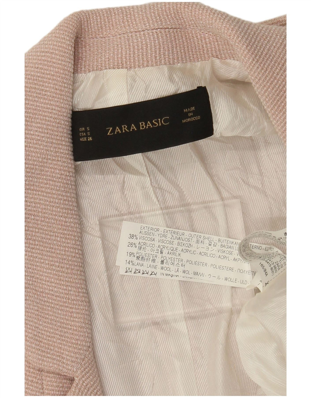 ZARA Veste blazer surdimensionnée ouverte à manches 3/4 pour femme UK 10 Small Rose