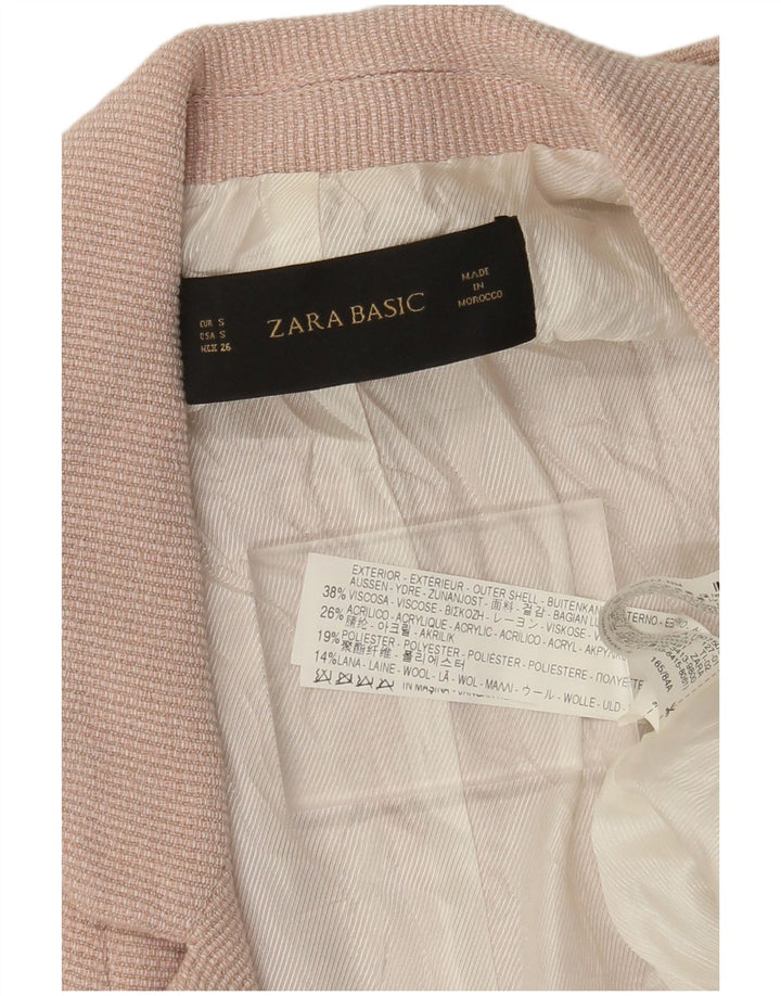 ZARA Veste blazer surdimensionnée ouverte à manches 3/4 pour femme UK 10 Small Rose