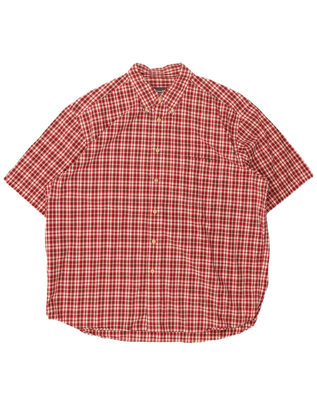 EDDIE BAUER Chemise à manches courtes pour homme XL Rouge à carreaux en coton