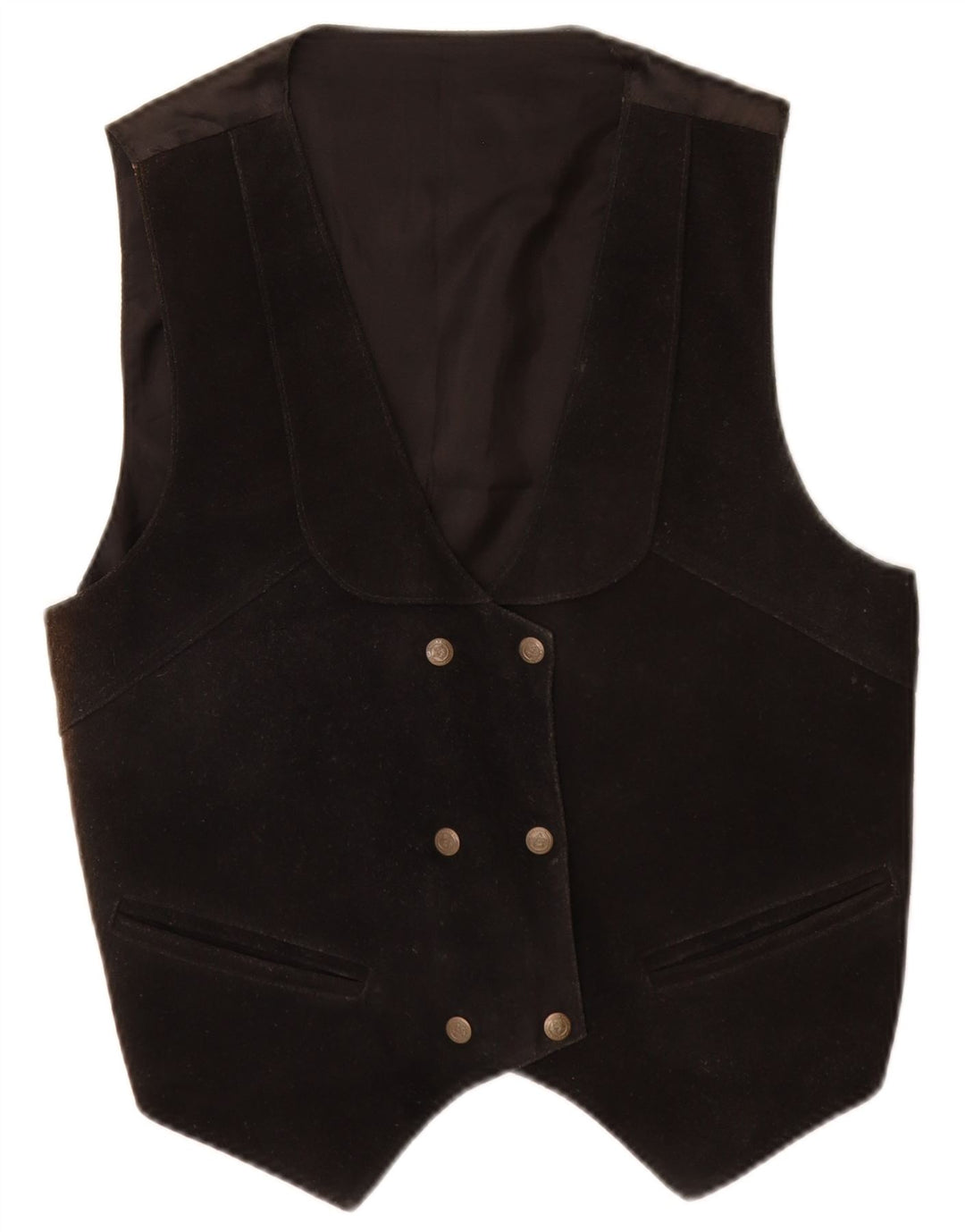 gilet en daim femme vintage UK 14 cuir noir moyen