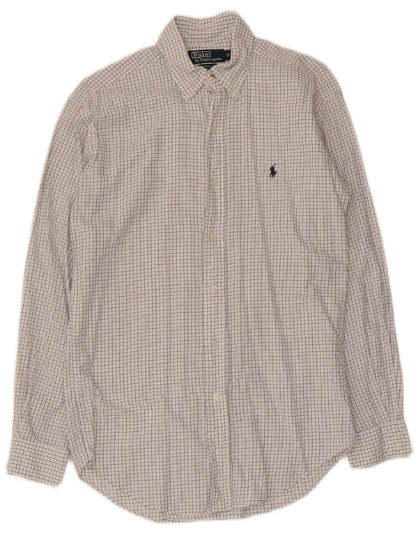 Polo Ralph Lauren Mens Yarmouth Chemise Taille 15 Moyen Blanc Vichy Coton