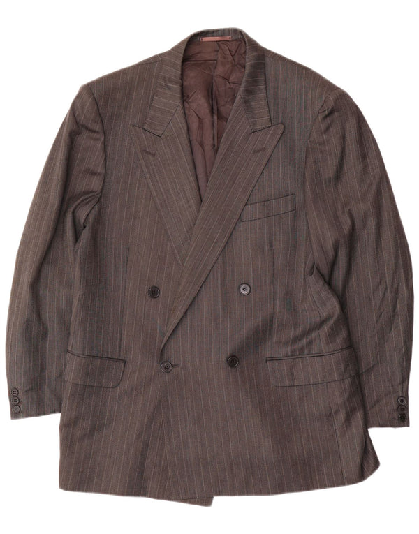 JAEGER Veste Blazer Double Boutonnage Homme IT 54 2XL Gris Laine à Fines Rayures