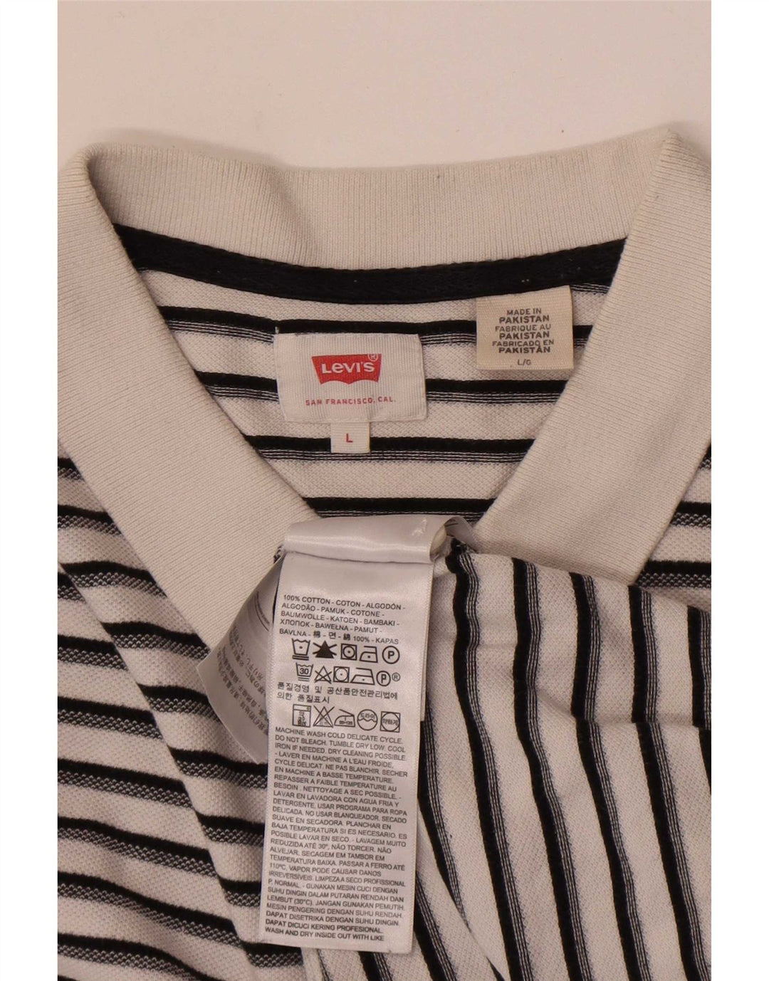 Levi's Polo Homme Large Blanc Rayé Coton