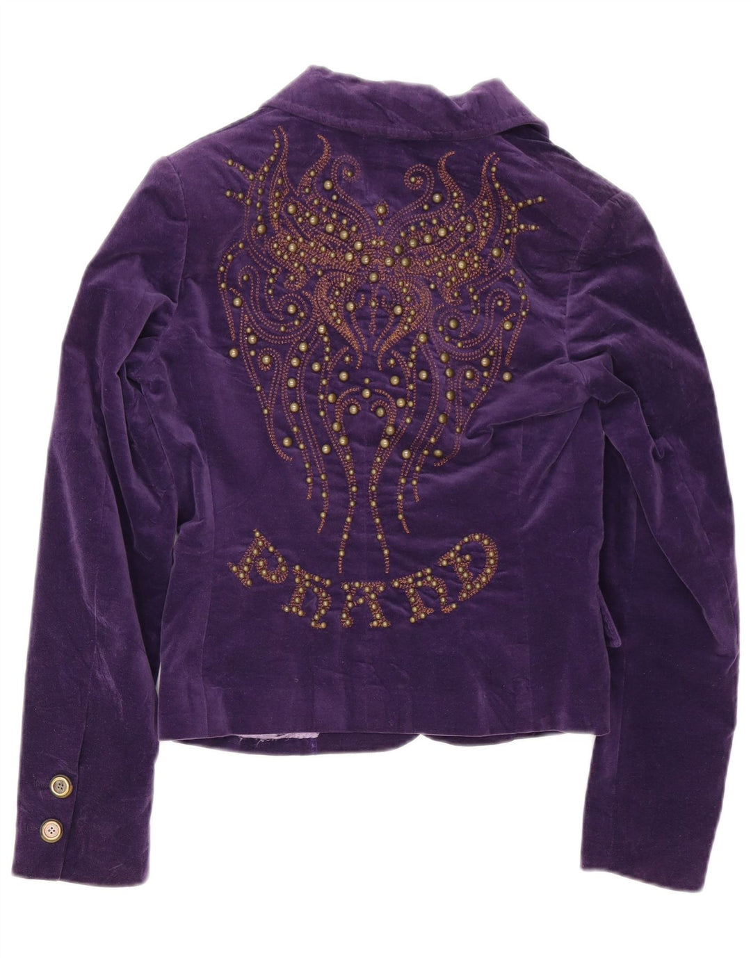 Phard Veste blazer en velours à 2 boutons pour femme UK 10 Petit coton violet